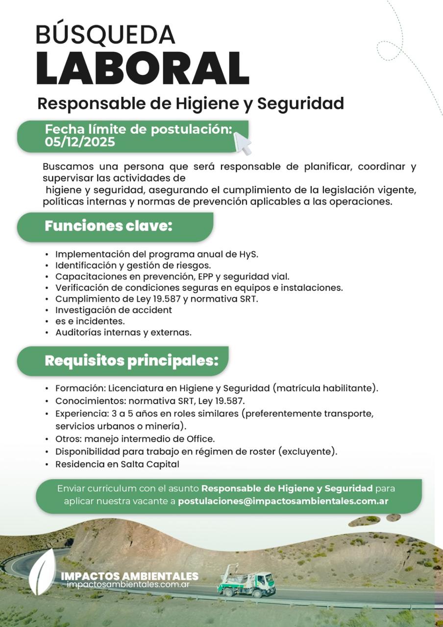 Responsable de Higiene y Seguridad