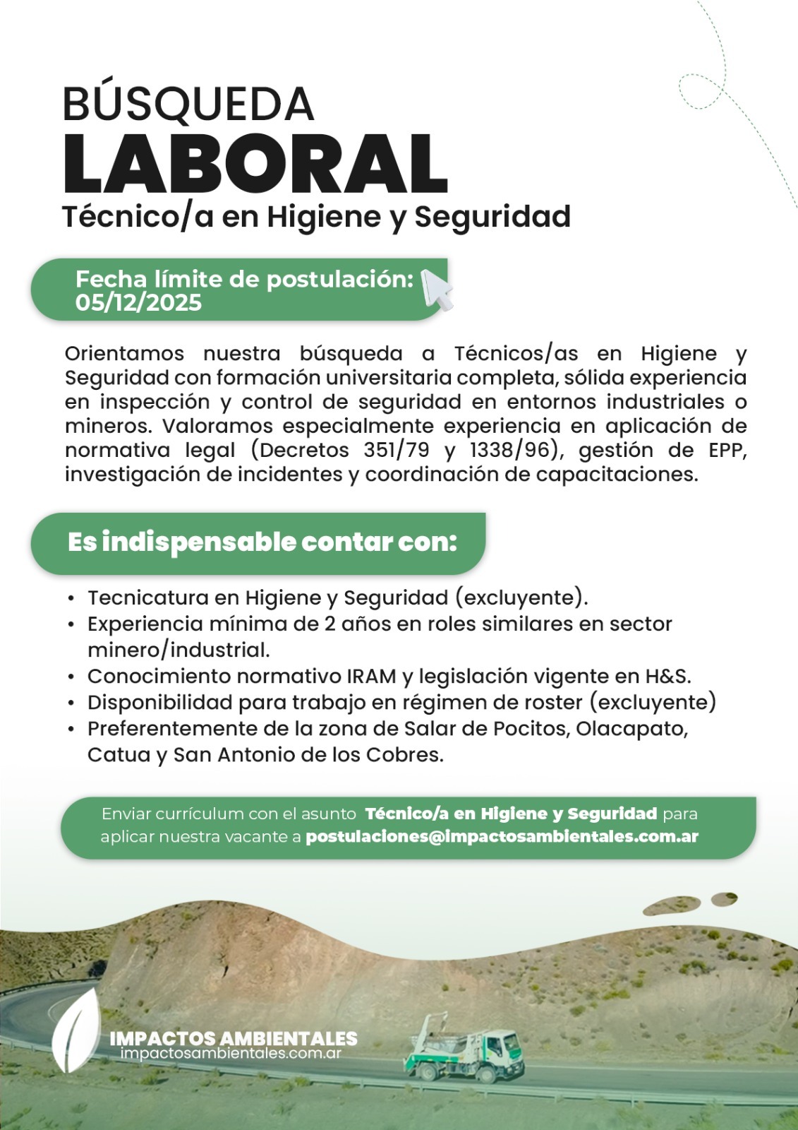 Técnico/a en Higiene y Seguridad