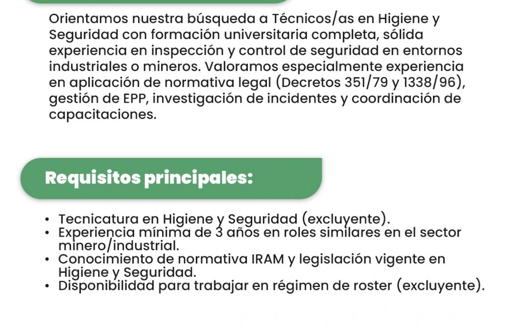 Técnico/a en Higiene y Seguridad